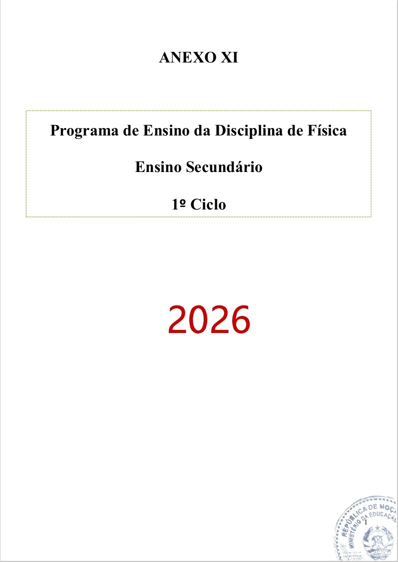Programa de Ensino de Física do 1º Ciclo do Ensino Secundário (Novo 2026)