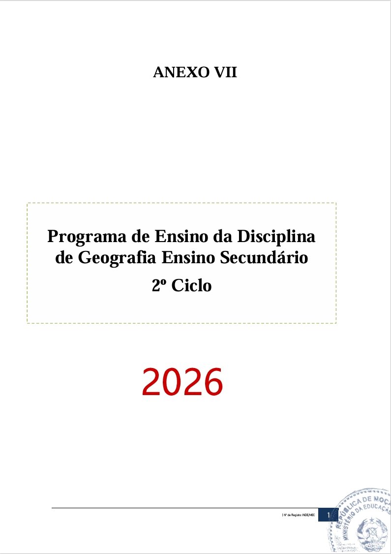 Programa de Ensino de Geografia do 2º Ciclo do Ensino Secundário (Novo 2026)