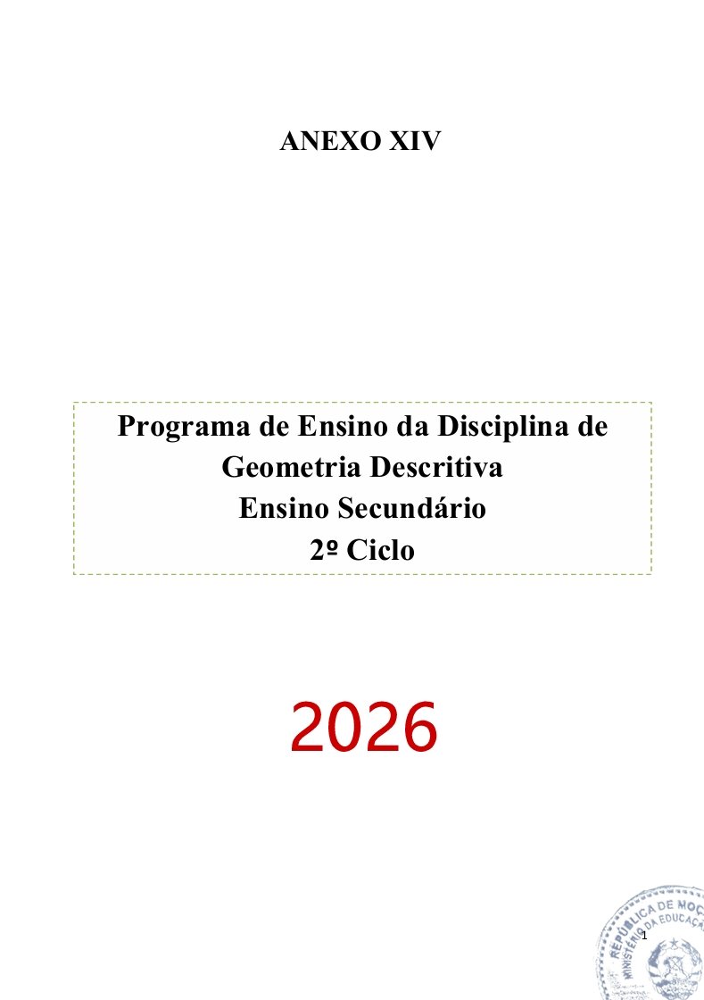 Programa de Ensino de Geometria Descritiva do 2º Ciclo do Ensino Secundário (Novo 2026)