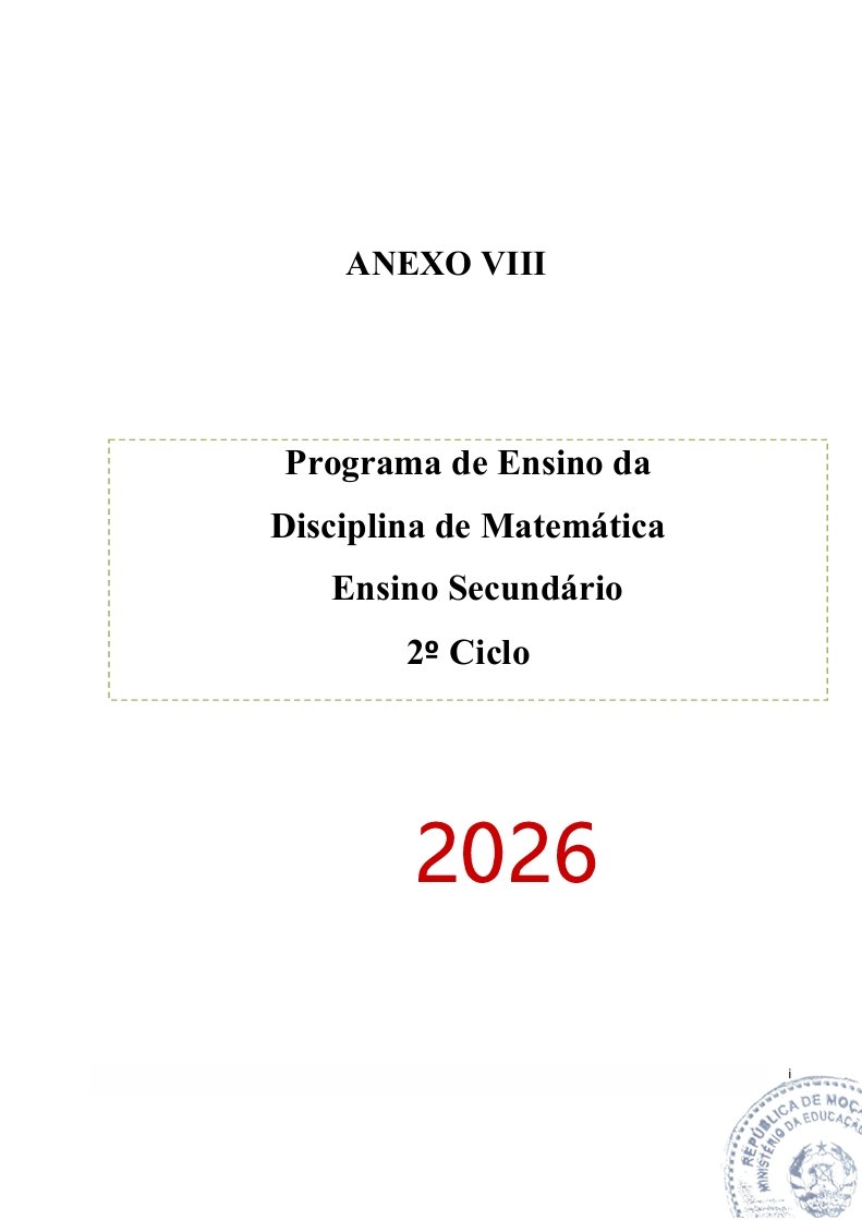 Programa de Ensino de Matemática do 2º Ciclo do Ensino Secundário (Novo 2026)