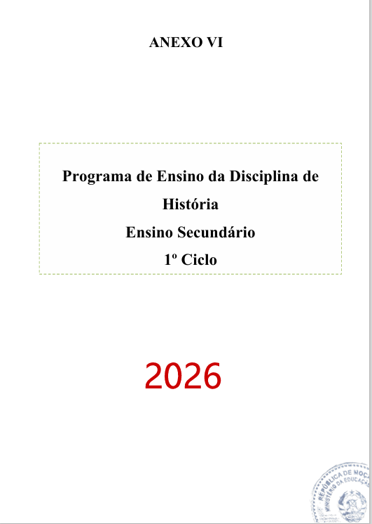 Programa de Ensino de História do 1º Ciclo do Ensino Secundário (Novo 2026)