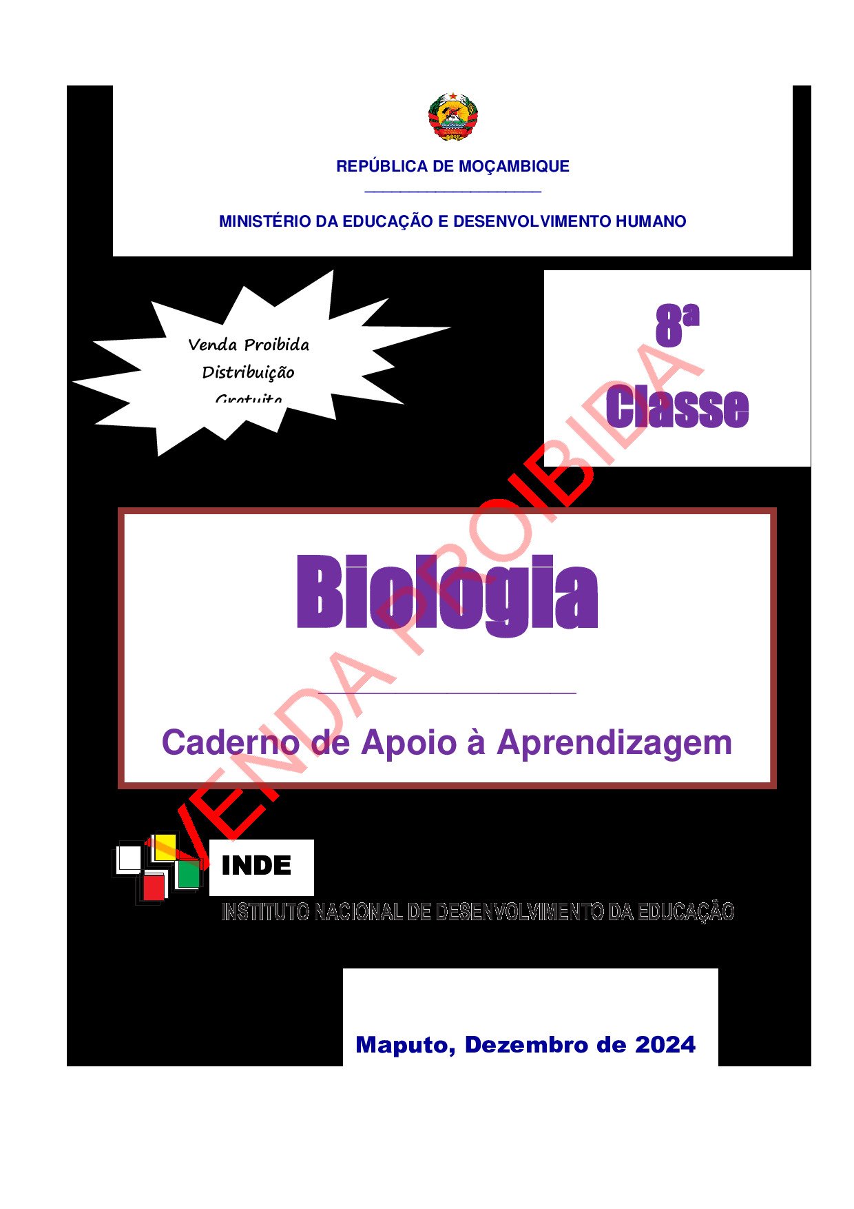 Biologia da 8ª Classe (Caderno de Apoio à Aprendizagem – INDE Moçambique; 2024) em PDF