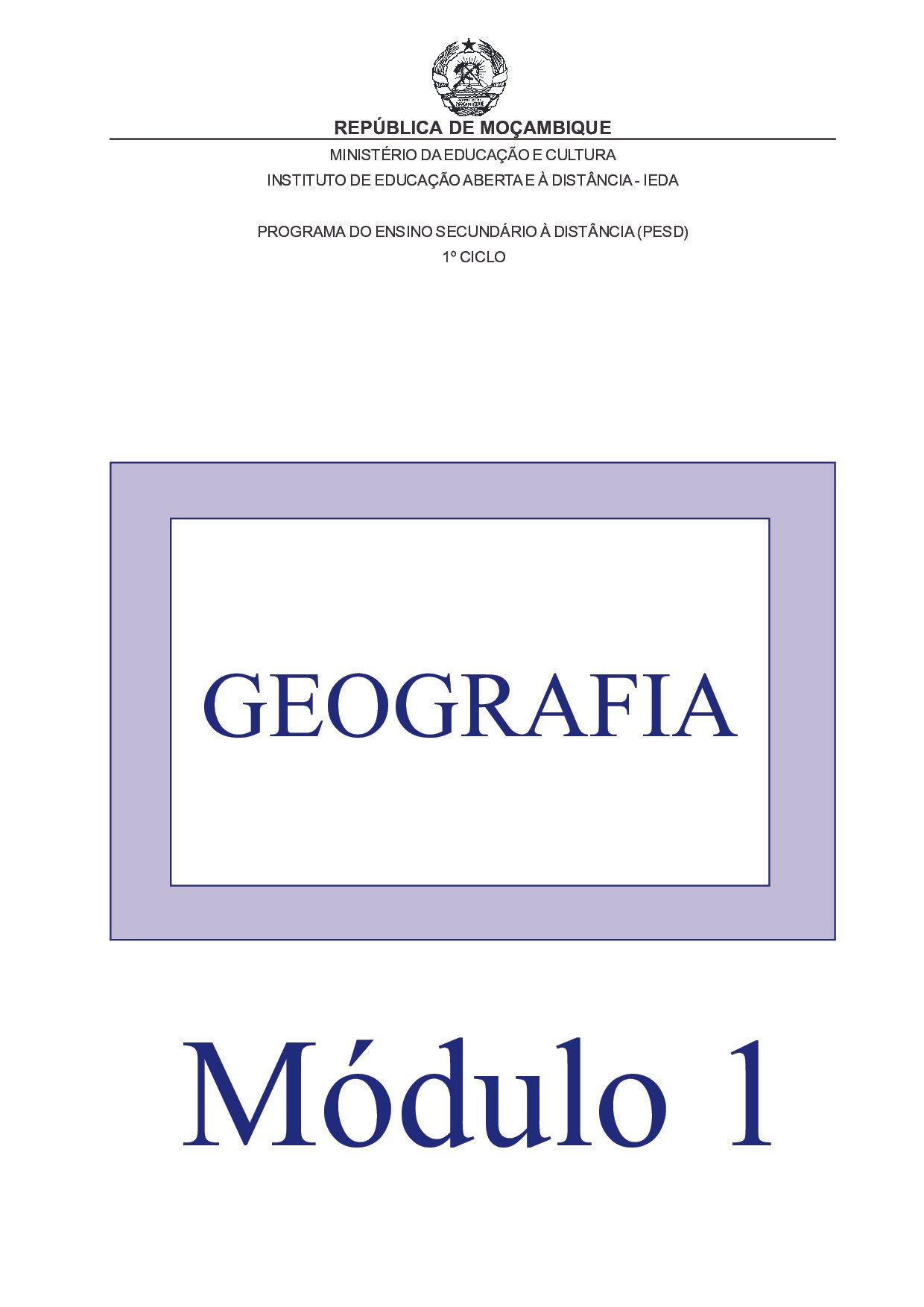 Geografia da 9ª Classe (Material de estudo do PESD Antigo – Moçambique) Modulo em PDF