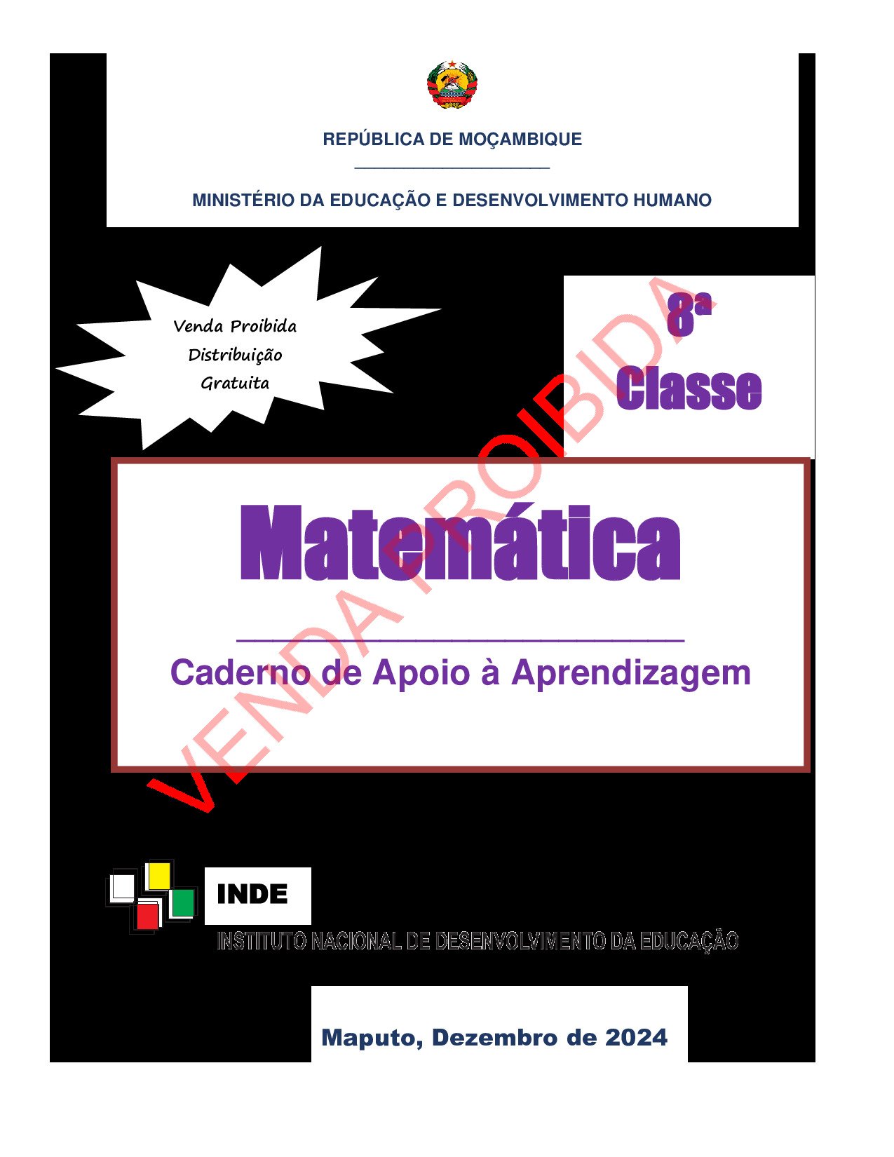 Matemática da 8ª Classe (Caderno de Apoio à Aprendizagem – INDE Moçambique; 2024) em PDF